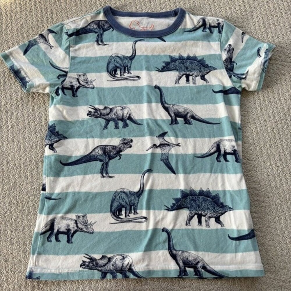 Mini Boden Striped Dinosaur Tee Shirt